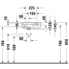 Duravit D-Neo kézmosó csaplyuk jobbra alul mázas 40x22 0739400041 rajz2