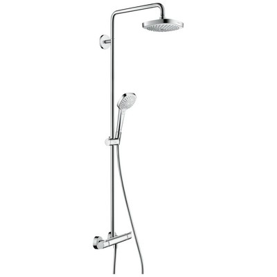 Hansgrohe Croma Select E Showerpipe termosztátos zuhanyrandszer króm fehér 27256400