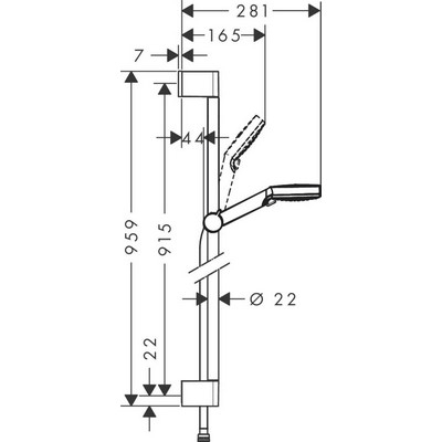 Hansgrohe Crometta Vario Eco zuhanyszett 90 cm rúd  króm fehér 26538400 rajza